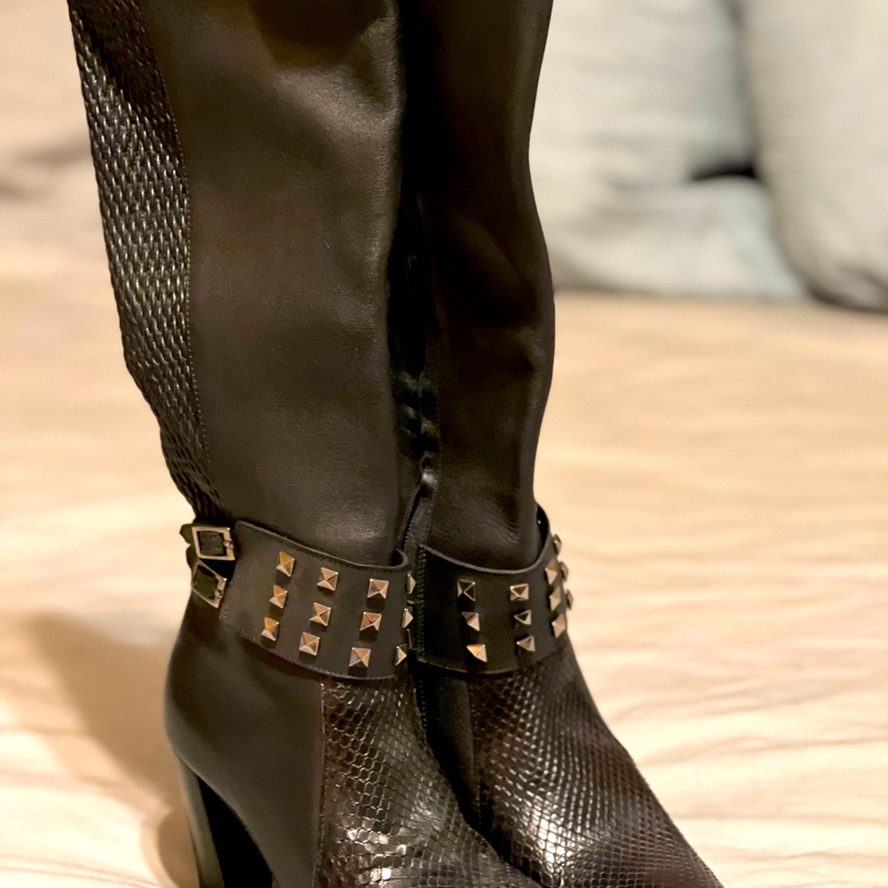 Franco Cuadra custom black leather studded boots